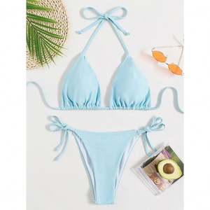 Traje de Baño de Una Pieza con Tirantes, Color Naranja Brillante, Texturizado, Sexy, de Secado Rápido, con Sujetador Push-Up, Conjunto de Bikini Triangular - Product Image 4