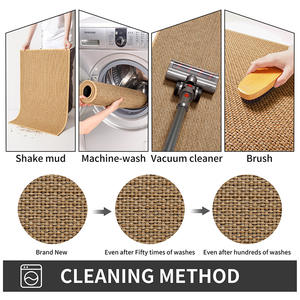Tapis de sol tissé moderne rectangulaire en fibre de polyester antidérapant pour entrée de maison, tapis de salon, tapis de porte d'entrée, couleur unie, nettoyage facile - Product Image 4