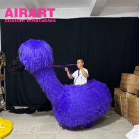 Costume gonflable d'autruche géant pour défilé de rue, costume d'autruche jaune gonflable en tissu peluche long