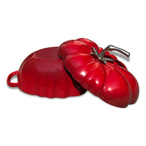 Marmite <span class=keywords><strong>en</strong></span> <span class=keywords><strong>fonte</strong></span> émaillée rouge de haute qualité, <span class=keywords><strong>grande</strong></span> capacité, <span class=keywords><strong>en</strong></span> forme de tomate, avec couvercle, pour cuisson au four, écologique - Product Image 4