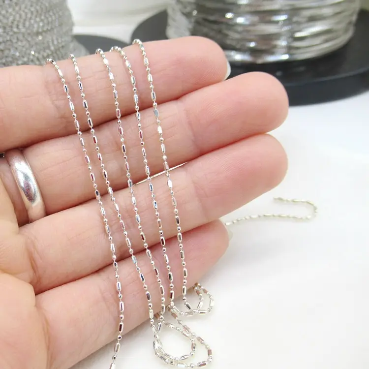 1 Meter 0.9mm Beaded Ball 925 Sterling Silver Bulk Ball Bead Chains For DIY Necklace Jewelry Making Accessories Supplies