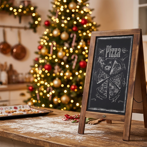 กระดานดำแม่เหล็กสองด้านแบบพับได้ วินเทจ รัสติก ทำจากไม้ สำหรับป้ายเมนู - Product Image 2