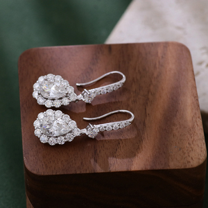 Luxurious18K White <b>Gold</b> Pendant Earrings Pear Shape DEF VVS Moissanite Diamond Pass Diamond <b>Tester</b> Fine Earrings Original Design - Product Image 3