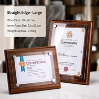 Plaque d'honneur personnalisée en bois avec couvercle en verre transparent et épingles métalliques, support de licence commerciale pour affichage sur table
