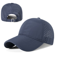 Casquettes de baseball personnalisées en nylon vierges à 6 panneaux, imperméables, avec boucle coulissante, dos extensible en maille perforée au laser
