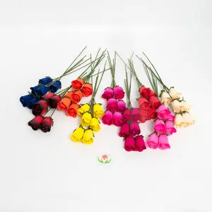 wholesale hot sale the best quality wooden flower half-open rose bud with wood for festival home decoration event decoration
