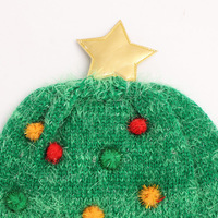 Bonnet d'hiver en tricot pour activités de plein air avec étoile et boules colorées Tissu commun Vente en gros de Noël personnalisé logo