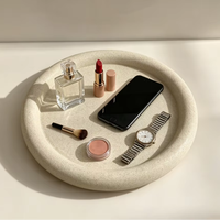 Plateau rond en résine pour vanité, vente en gros directe usine, porte-savon décoratif pour salle de bain, plateau de rangement pour bijoux, pour hôtel et décoration intérieure