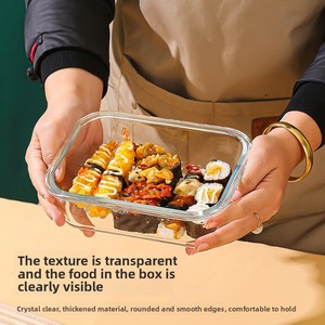 Boîtes alimentaires en verre compartimentées sans BPA, hermétiques et anti-fuites, avec couvercle en plastique, pour la préparation des repas, compatibles four et micro-ondes. - Product Image 4