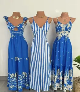 Vestidos Largos de Moda para Mujer Estilo Europeo Americano, Vestidos Largos con Tirantes para Comercio Exterior, Venta al Por Mayor - Product Image 4