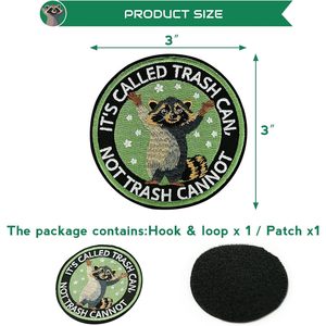 It's Called Trash Can Not Trash Cannot Patch 3 Inch Round Embroidered Funny <b>Animal</b> Applique For Bags - Product Image 3