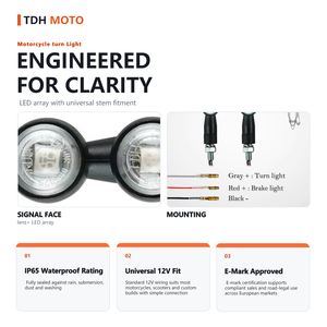 Luz Intermitente Universal para Motocicleta con Luz de Freno Trasera, 2 Lentes, Perno M8, Certificación E-Mark E8, 12V, IP65 - Product Image 5