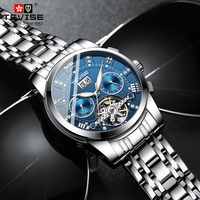 Montre-bracelet de luxe pour homme, tourbillon, bracelet en acier inoxydable, calendrier, étanche, automatique, mécanique