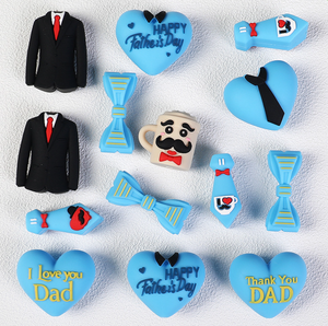 Breloques Cœur Bleu DIY pour la Fête <span class=keywords><strong>des</strong></span> Pères, Perles en Silicone 3D, Perle de Dentition Fille Noire pour Bracelet Papa et Fabrication de Stylos Perlés - Product Image 3