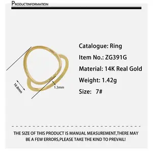 מכירה ישירה במפעל תכשיטי טבעת באיכות גבוהה 14k אמיתי זהב תכשיטי חתונה טבעת לנשים וגברים