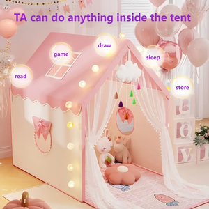 Ventes chaudes, tente de jeu de château de princesse rose adorable, jeu d'intérieur avec fenêtre en maille ventilée, fabriquée en polyester durable - Product Image 6