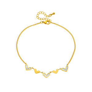 Dainty Shell Heart Anklet Gold Plated Stainless Steel Mother of Pearl Inlay Small Heart Charms Sweet Daily Women’s Anklet - Product Image 6