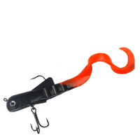 Leurre de pêche souple en plastique QT-P 30cm 115g à longue queue avec hameçon pour poissons d'eau salée, queue de pagaie courbée en S
