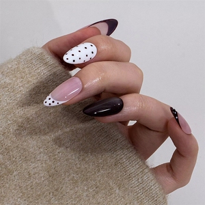 Nuevas <span class=keywords><strong>uñas</strong></span> postizas personalizadas con diseño de lunares, estilo ojo de gato francés, hechas a mano, de acrílico, cobertura completa, <span class=keywords><strong>uñas</strong></span> postizas a presión, <span class=keywords><strong>uñas</strong></span> postizas al por mayor, <span class=keywords><strong>uñas</strong></span> adhesivas para decoración de <span class=keywords><strong>uñas</strong></span>. - Product Image 5