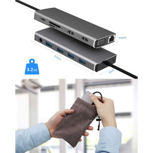 Base de Conexión USB C 12 en 1, con Dos Puertos <span class=keywords><strong>HDMI</strong></span> 4K HD, SD, TF, USB 3.1, USB-C 10GB PD, VGA, RJ45 y Puertos de Audio de 3.5mm para PC - Product Image 6