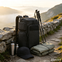 Sac à dos tactique de grande capacité, design entièrement ouvert, compatible Molle, multi-poches, polyester, pour voyages en plein air, camping, randonnée