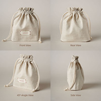 Sac à cordon en coton et lin de luxe avec logo personnalisé PandaSew pour parfum, soins de la peau, soins personnels, emballage cadeau, pochette à bijoux