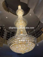 Empire traditionnel k9 cristal grand grand grand lustre en or mosquée haut plafond lustre suspendu lumière pour le hall de l'hôtel