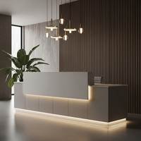 Bureau de réception moderne au design élégant, comptoir de caisse, comptoir de salon de beauté, comptoir haut de gamme, comptoir de réception incurvé de luxe léger