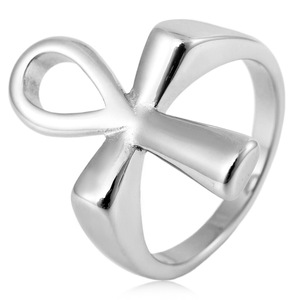 yunnique Ancient Egyptian Ankh Cross <b>Titanium</b> Steel <b>Ring</b> 18K Gold Plated Men's Thumb <b>Ring</b> Gift Jewelry Geometric Design - Product Image 4