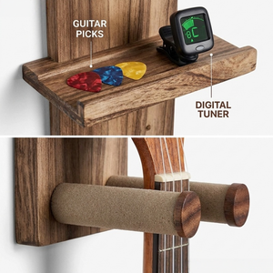 VINCOURNA Set di Supporti da Parete per Chitarra, 3 Staffe Porta Chitarra per Chitarra Acustica/Elettrica/Basso, Ukulele, Nero Carbonizzato, Dimensione Massima 10 - Product Image 4