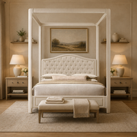 Lit à baldaquin capitonné en tissu de luxe, fait main, moderne, avec tête de lit en forme de dossier de chameau et capitonnage diamant, tailles King et Queen, avec rangement intégré, pour hôtels de charme