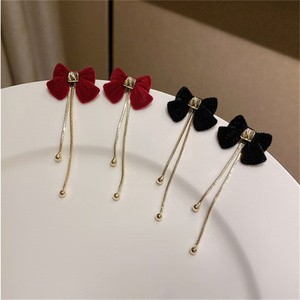 エレガントなファッションタッセルドロップイヤリングファインジュエリーボウイヤリング女性用 - Product Image 4