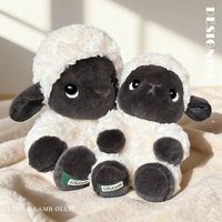 Jouets en peluche personnalisés, faible MOQ, mouton noir assis en peluche, adorable jouet en peluche mouton
