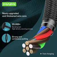 Câble de charge rapide USB-C vers USB-C Maimi Wholesale PD 65W, 1,2 m/2 m, tressé en nylon, cuivre pur, cordon de données Type C pour ordinateur portable et téléphone