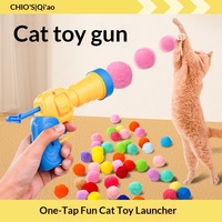 Jouet populaire pour chat : Lanceur de boules de fourrure, pistolet lanceur de pompons, bâton de stimulation durable à haute élasticité, modèle de balle pour animaux de compagnie QW999, anti-ennui