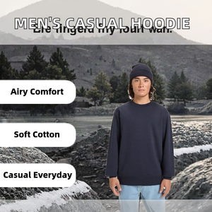 Sudadera con Capucha Casual para Hombre, 100% Algodón Jersey, Color Sólido - Product Image 2