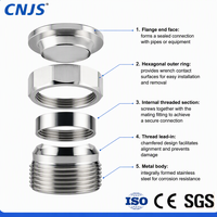 Adaptador de Tubería Sanitaria de Acero Inoxidable CNJS, Conexión Hexagonal Macho, Rosca BSP/NPT, Baja Presión, 304, Venta Directa de Fábrica