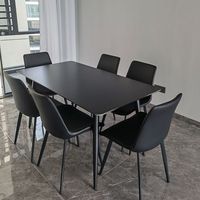 Table à manger en ardoise noire minimaliste italienne, pour usage domestique, luxe léger, moderne, simple, rectangulaire, ensemble de table et chaises démontables