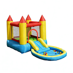 <span class=keywords><strong>Château</strong></span> gonflable 2 en 1 avec toboggan et piscine à jets d'eau, filet de sécurité et conception anti-renversement - Product Image 5