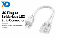 AC 110V 120V US 2-Pin-Stecker Stromkabel mit Transparentem Lötfreiem Verbindungsstück für 8mm 10mm Flexible LED-Streifenlichtleiste
