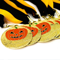 Médailles personnalisées en alliage de zinc pour concours de déguisements, trophée de fête d'Halloween en forme de citrouille, récompense fantôme en métal par sublimation