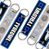 Llavero de tela personalizado con logotipo bordado, diseño de fabricación de calidad a buen precio, llavero tejido tipo Jet Tag