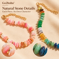 Collier à perles Go2boho, perles rondes multicolores en pierre naturelle, fermoir en alliage de zinc plaqué or, bijoux cadeau pour femmes