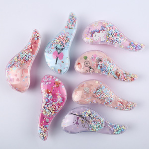 Set Spazzola per Capelli per Bambine con Glitter e Coriandoli Unicorno, Districante per Capelli Bagnati, Setole Morbide per Massaggio, per Acconciature di Neonati e Bambini - Product Image 4