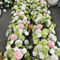 Usine de fleurs artificielles ZIKE, fleurs artificielles personnalisées, chemin de fleurs pour mariage, arrangement floral, rangée de fleurs rose et verte