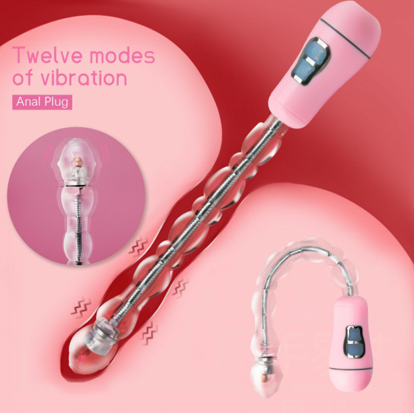 USB-зарядка, вибрационные анальные бусины, 12 частот, вибрация для стимуляции ануса, Анальная пробка, мягкая гибкая пробка для упражнений