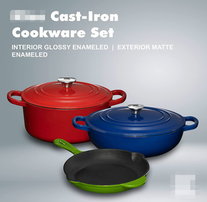 Tráng Men Gang Đồ Nấu Nướng Set - 5 Miếng Rắn Màu Braiser Món Ăn Fry Pan Hà Lan Lò Nồi Có Nắp Đậy - Product Image 2