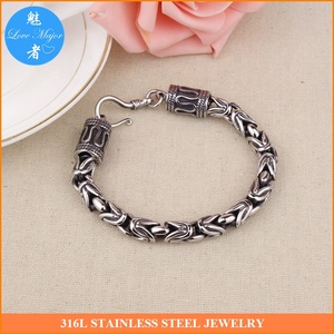 Classico antico <span class=keywords><strong>Inox</strong></span> <span class=keywords><strong>Design</strong></span> bizantino catena pesante in acciaio <span class=keywords><strong>Inox</strong></span> gioielli bracciale per gli uomini e le donne - Product Image 5