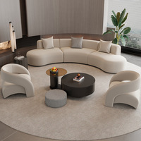 Ensemble canapé incurvé une place et table basse en PU pour salon de beauté, club, espace lounge, hall d'hôtel, bureau de vente, salle de réunion, coin réception