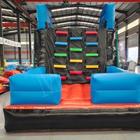 Parc de trampolines gonflable géant en PVC durable avec parcours d'obstacles, toboggan et kit de réparation anti-UV